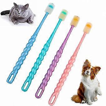 Set van 4 zachte siliconen tandenborstels voor honden en katten, 360 graden dieptereiniging, flexibel ontwerp voor zachte mondverzorging