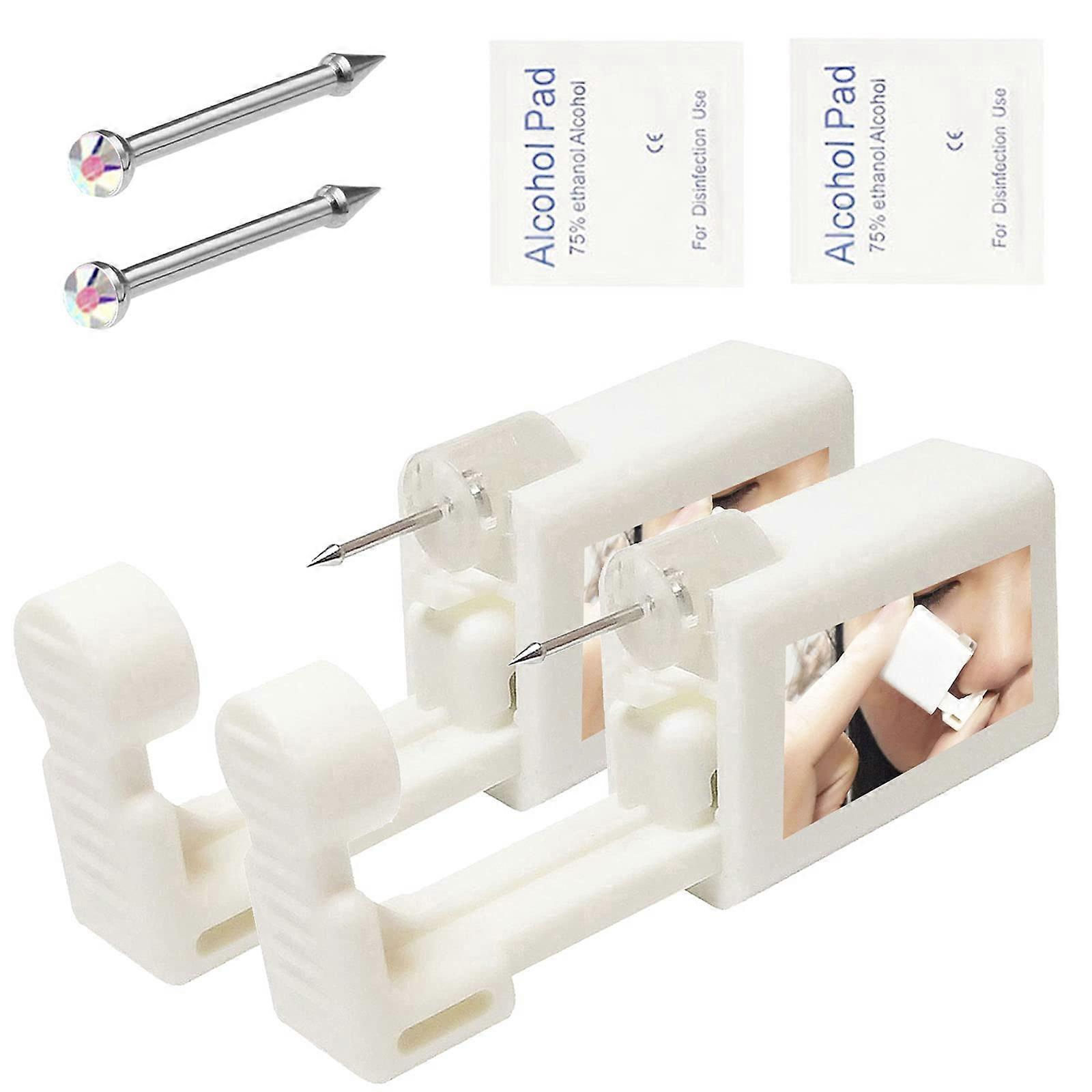 2 Pack Nose Piercing Kit with Self Nostril Piercing Gun, 20G Studs, Disposable Tool