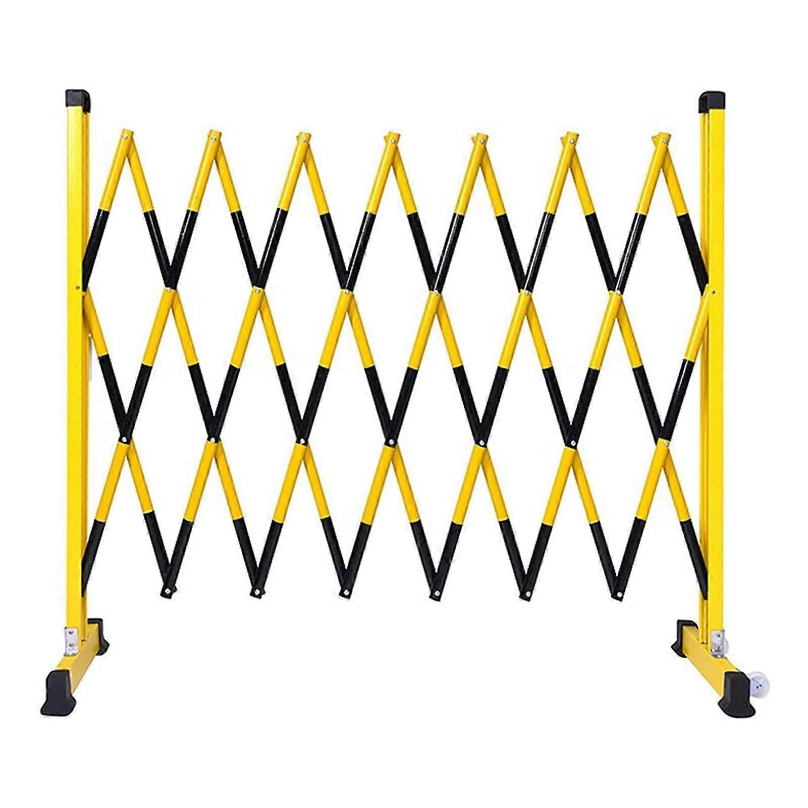 Expandable Safety Barrier with Lockable Wheels and Reflective Strips for Traffic and Crowd Control