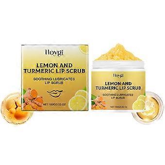 Gommage pour les lèvres au curcuma et au citron Hoygi : hydrate, exfolie et nourrit les lèvres sèches. Crème de soin hydratante.