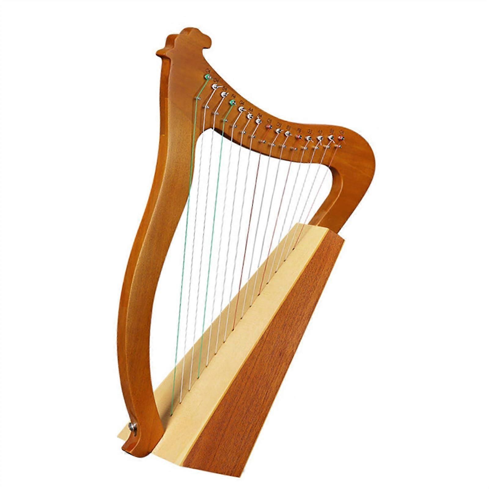 15 String Lyre Harp Solid Wood Construction Warm Resonant Sound Easy to Learn for Beginners