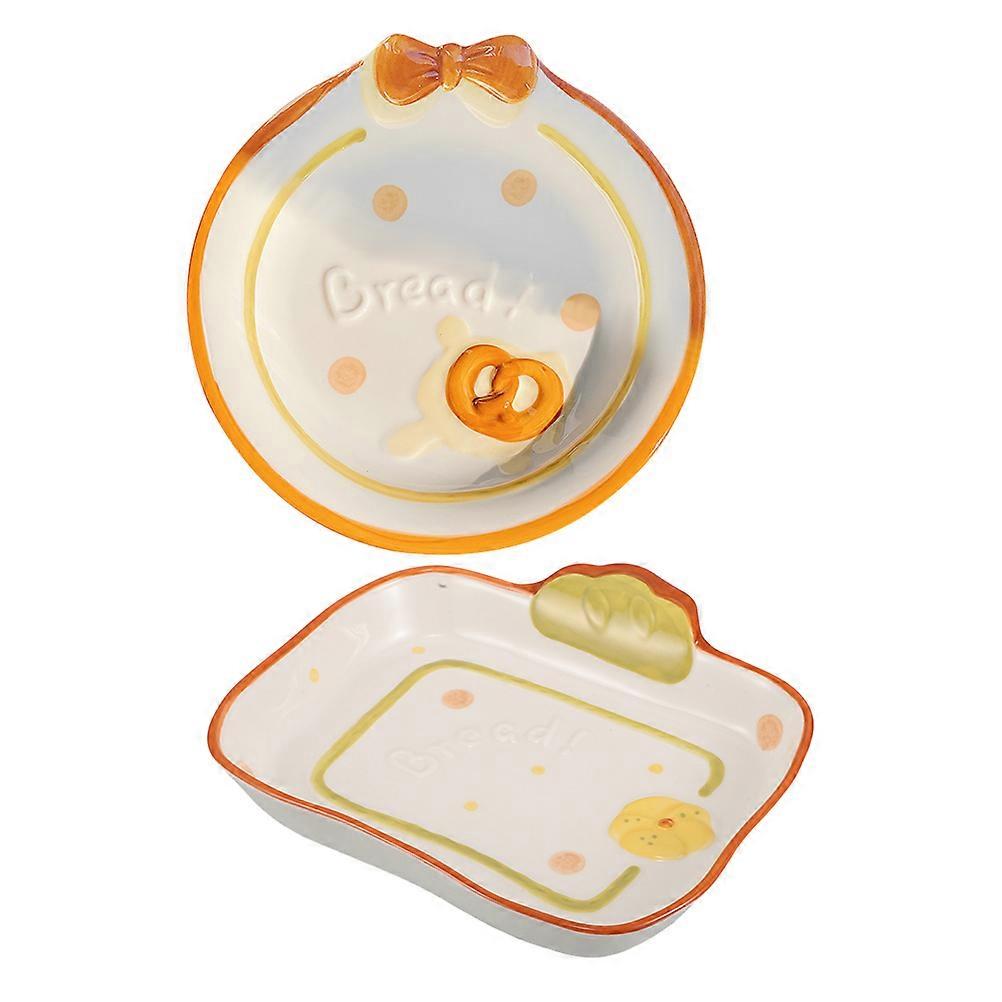 Photography Decor Plates Ceramic for Home Kitchen 2Pcs Bread Dessert Plates