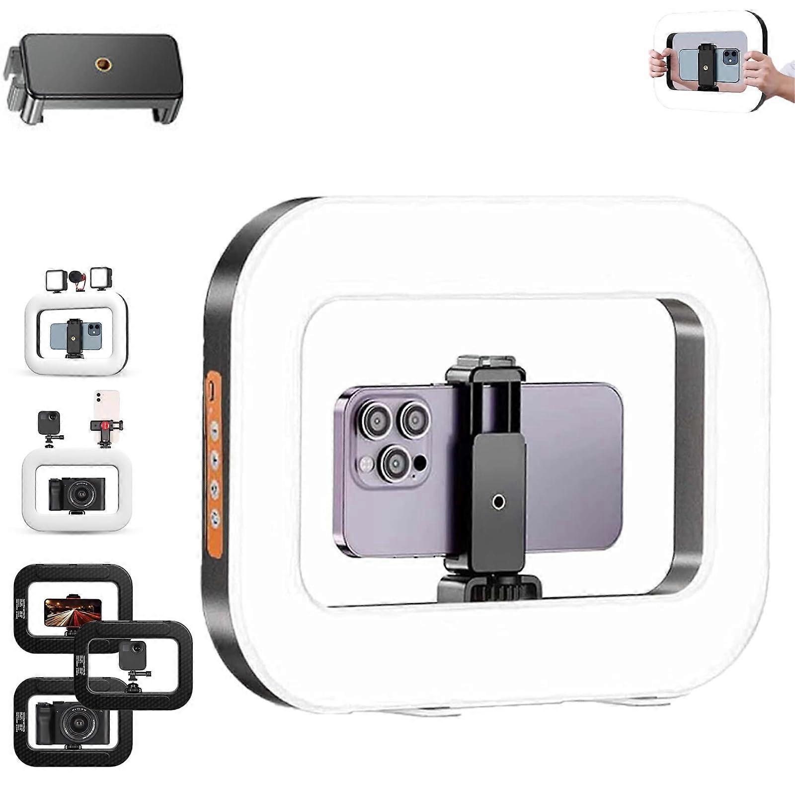 Rechargeable Selfie Ring Light with Phone Stabilizer, Adjustable Bicolor LED for iPhone Live Streaming