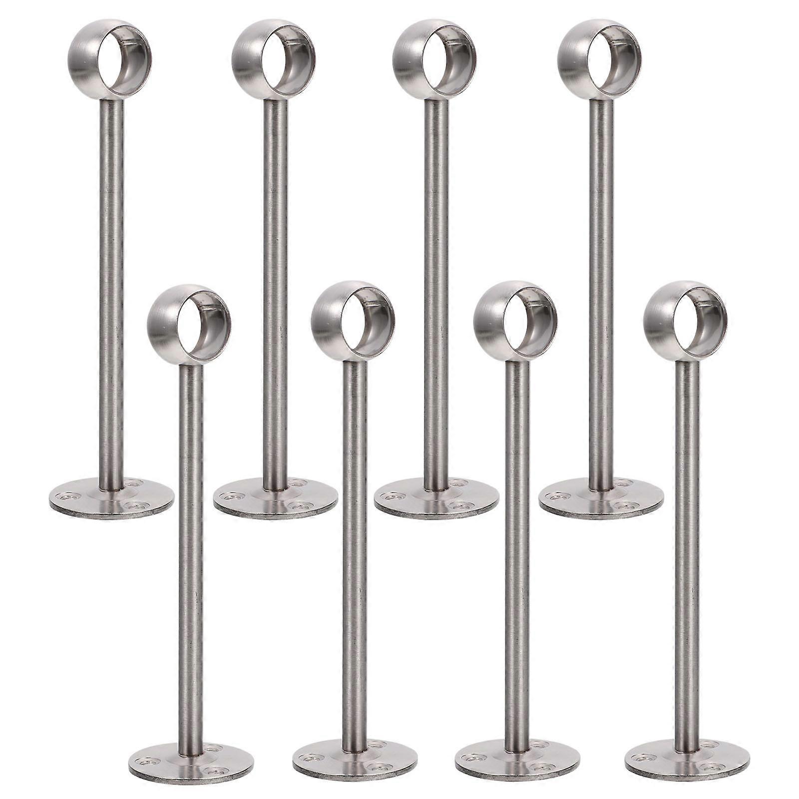Silver Ceiling Mount Brackets for Wardrobe Pole Support 8Pcs Pack