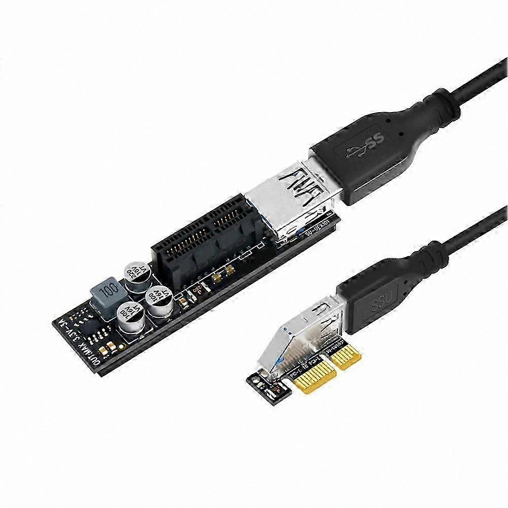 PCIe Extension Adapter USB 3.0 Full Speed X1 to X1 Riser Cable with Power Module for Desktop Computers