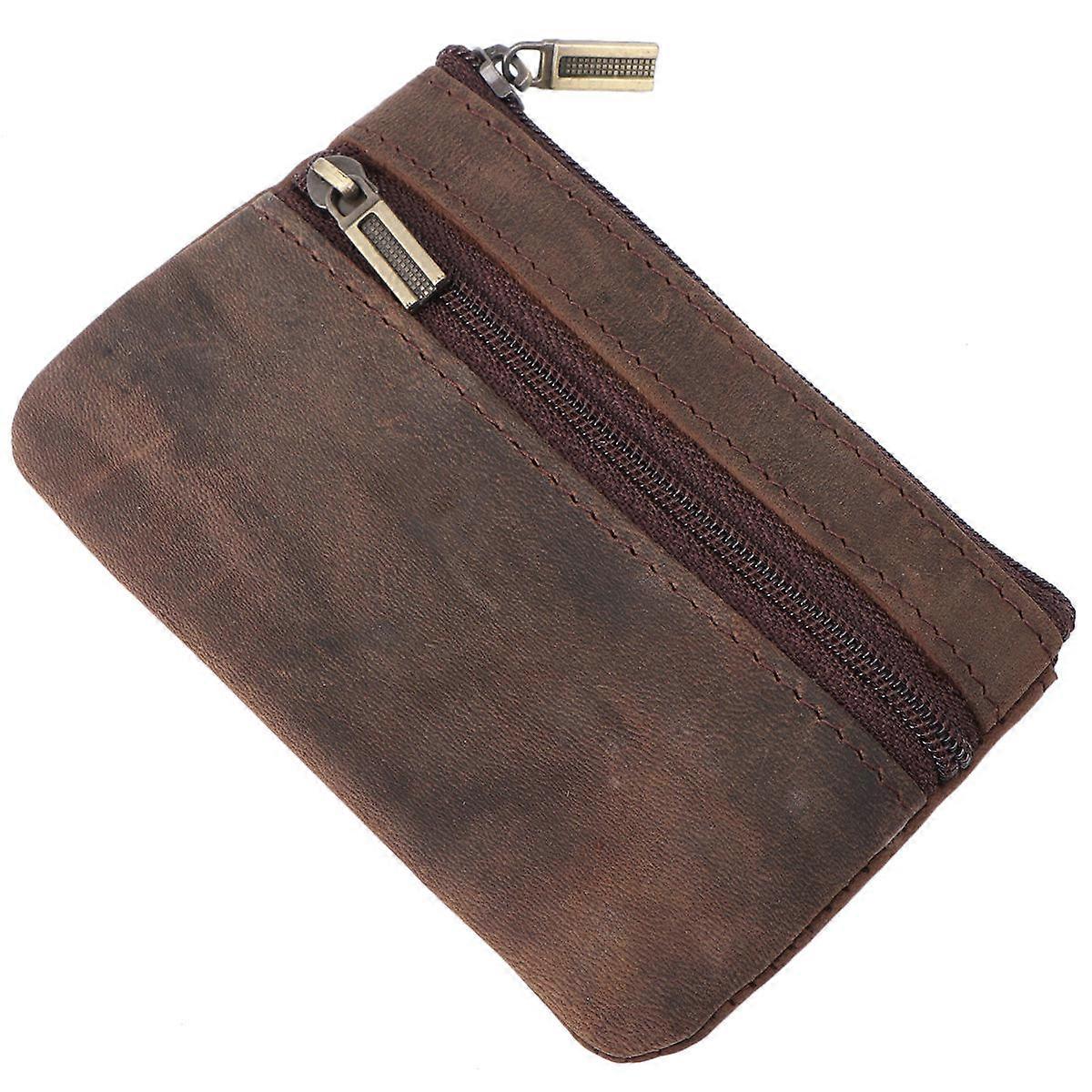 Change Purse Mini Rectangular Wallet Multifunctional Coin Storage Key Holder Dark Brown 1Pack
