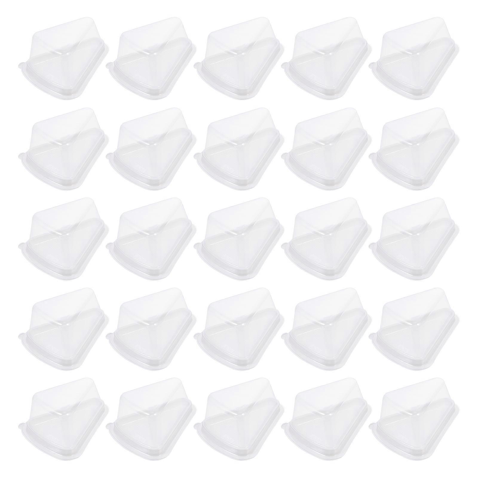 Egg Cake Boxes Plastic Triangle Cake Boxes for Storage 50Pcs Clear Lid