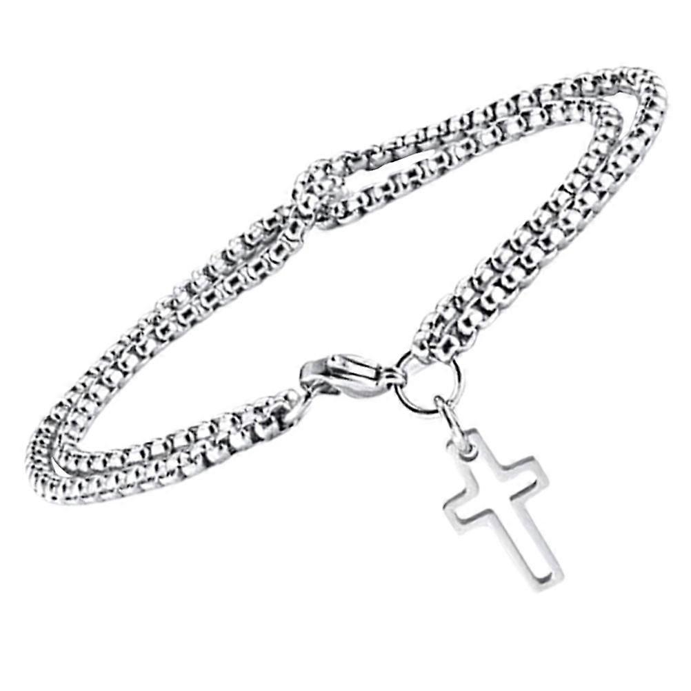 Men's Chain Bracelet Cross Shape Adjustable Clasp 1Pack