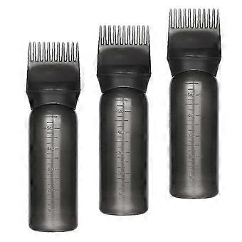 Frasco aplicador de tintura de cabelo com pente para raiz, para uso em salão de beleza, pacote com 3 unidades