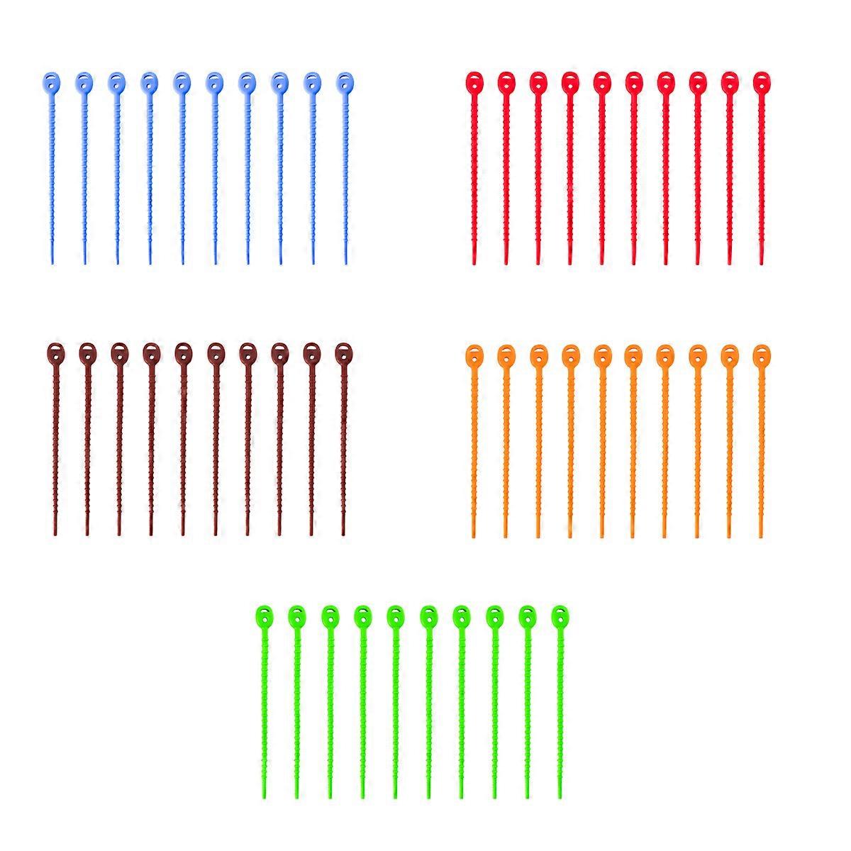 Multi-Function Silicone Cable Ties Reusable Ties Desk Organizer Tool Box 50 Pcs