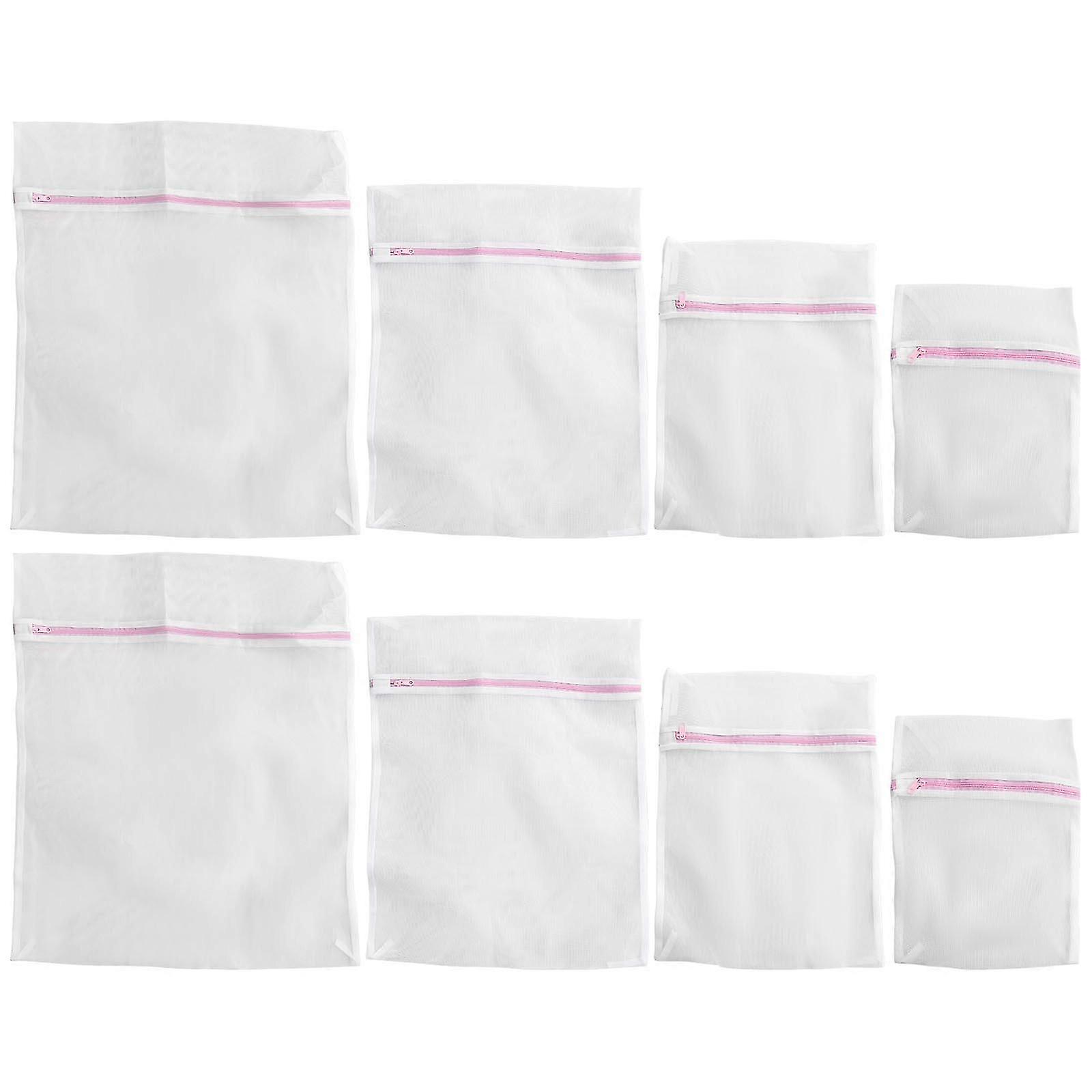 White Polyester Anti Tangle Laundry Bag for Washing Machine 8Pcs