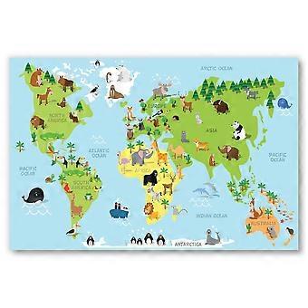 Kids Room Animal World Map Stress Reliever Jigsaw Puzzle ZA1782
