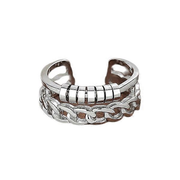 Adjustable Anti-Stress Ring with Rotatable Rings Silver