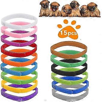 1-Set Adjustable Puppy ID Whelping Collars, Newborn Kitten Identification Rings Band Markers for Pet Breeding