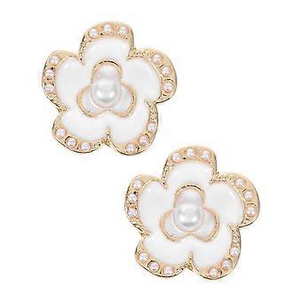 2 stuks elegante manchetknopen voor dames, bloemvormige knoopjes, decoratieve legering, parelmoeren sieraden, knoopclips, doe-het-zelf kledingdecoratie accessoires