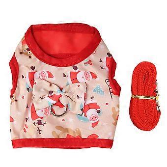 Rabbit Vest Harness Set Cute Fun Father Christmas Pattern Small Pet Vest Leash Set for Christmas Party L