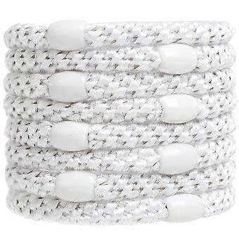 8PCS Elasitc Haargummi für Frauen Mädchen, Baumwollbänder Weiche gewebte Pferdeschwanzhalter für dickes Haar und lockiges Haar, Weiß