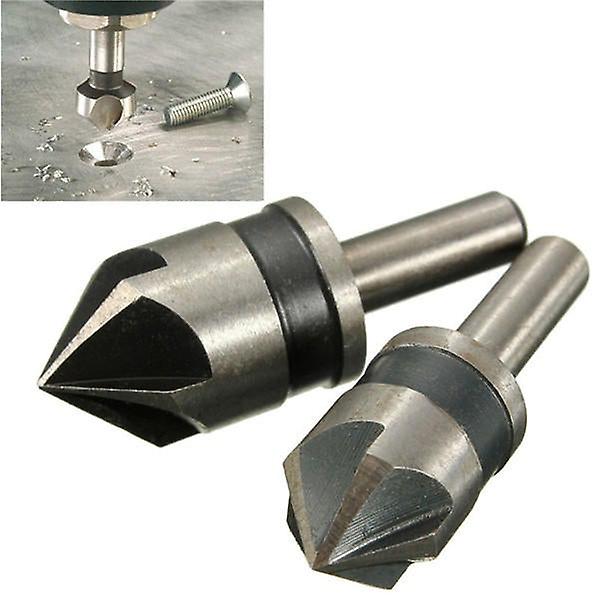 2Pcs 5 Flute 82 Degree 1/4 Shank Countersink Drill Bit Set Chamfer Cutter