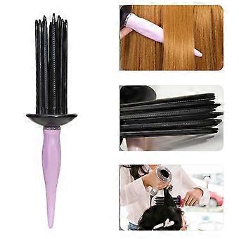 Round Curling Hair Comb, Roll Brush for Voluminous Curls, ABS Hair Styling Tool for Home and Travel, Pink