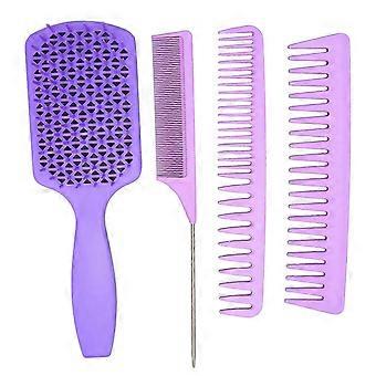 Peigne à cheveux brosse ensemble 4pcs démêlage facile dents larges queue peigne pour la coiffure