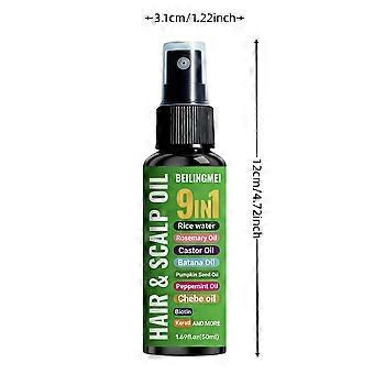 9-in-1 Hair Oil Spray with Rice Water, Rosemary, Castor, Batana, Pumpkin Seed, Peppermint & Chebe Oils, Biotin, Keratin, Moisturizes and Smooths All H