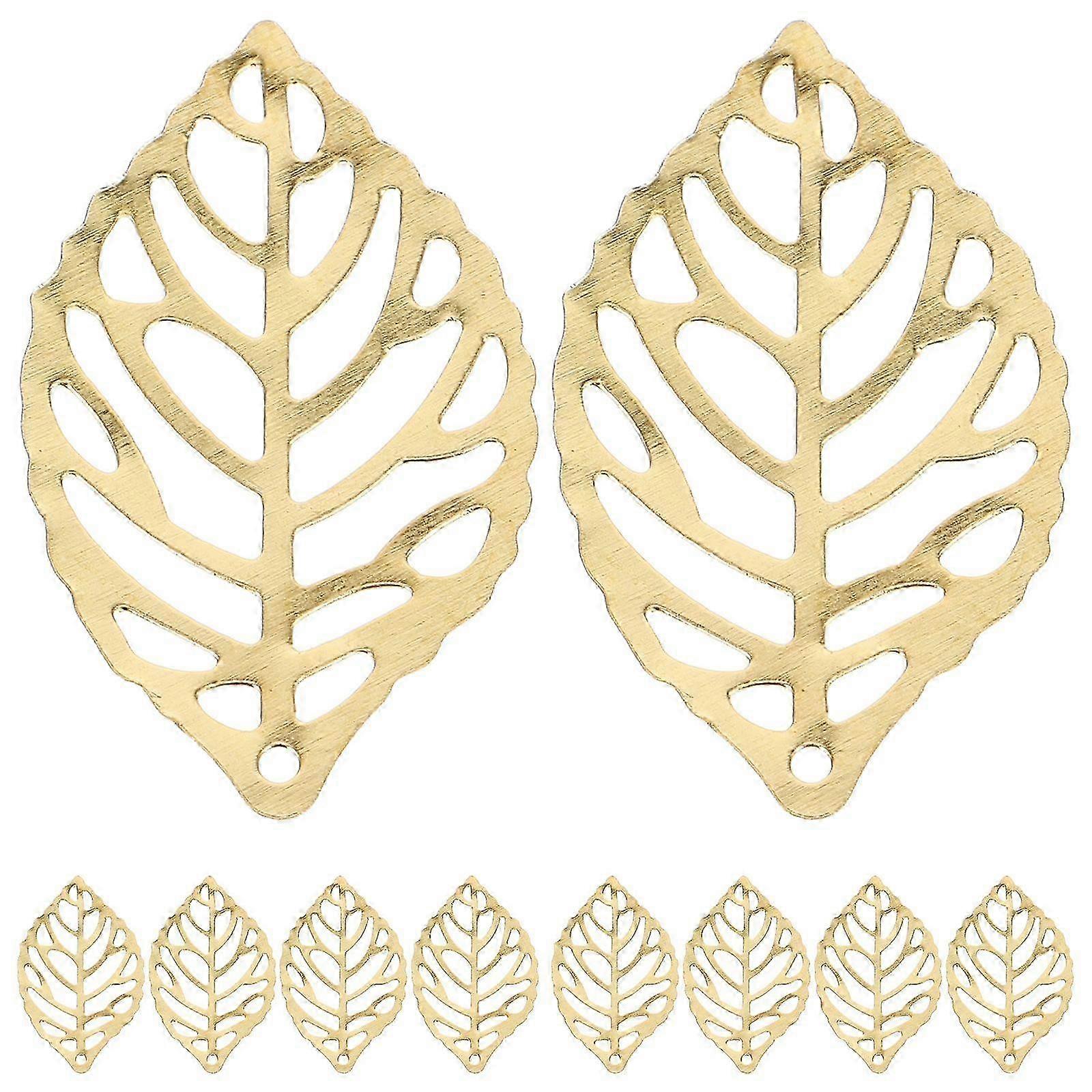 100pcs Alloy Pierced Tree Leaf compatible with DIY Crafts (Golden)
