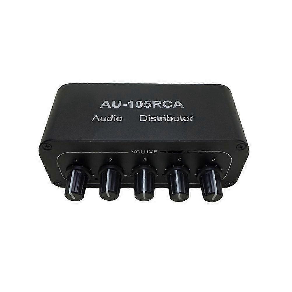 Stereo Audio Mixer 1 Input 5 Output Multi-Channel Audio Source Distributor RCA Interface for Power