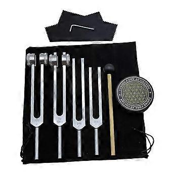 Tuning Forks for Healing Set 128Hz, 136Hz, 256Hz, 384Hz & Hockey Puck Activator for Healing,Sound Th
