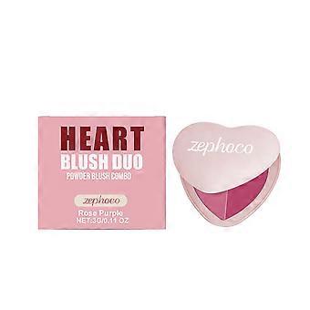 Zephoco Heart-Shaped Two-Tone Blush (Rose Purple) Naturally Highlights The Color And Creates An Atmospheric Look. The Makeup Is Smooth And Fits The Sk