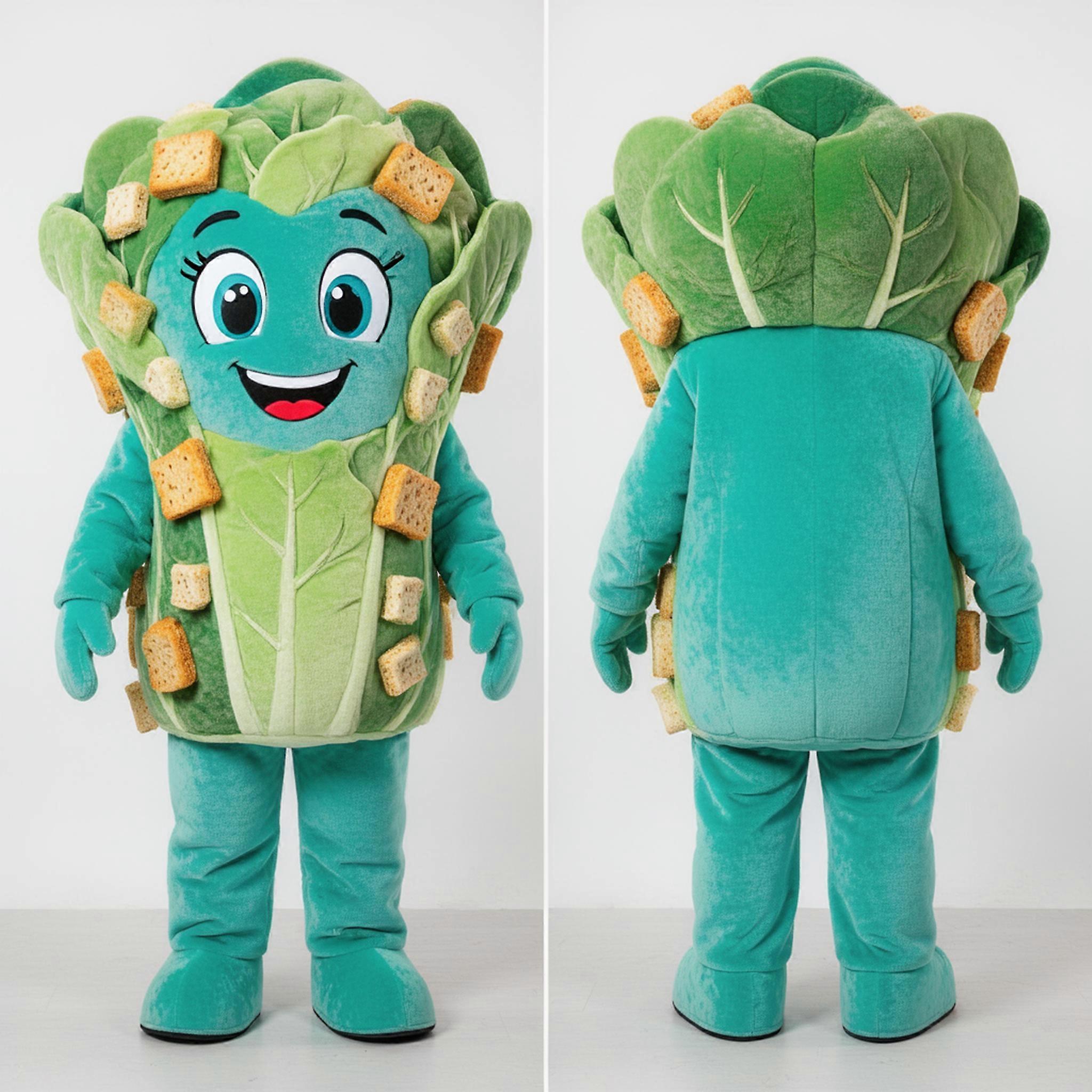 MASTICOT Teal Cartoon Caesar Salad Mascot