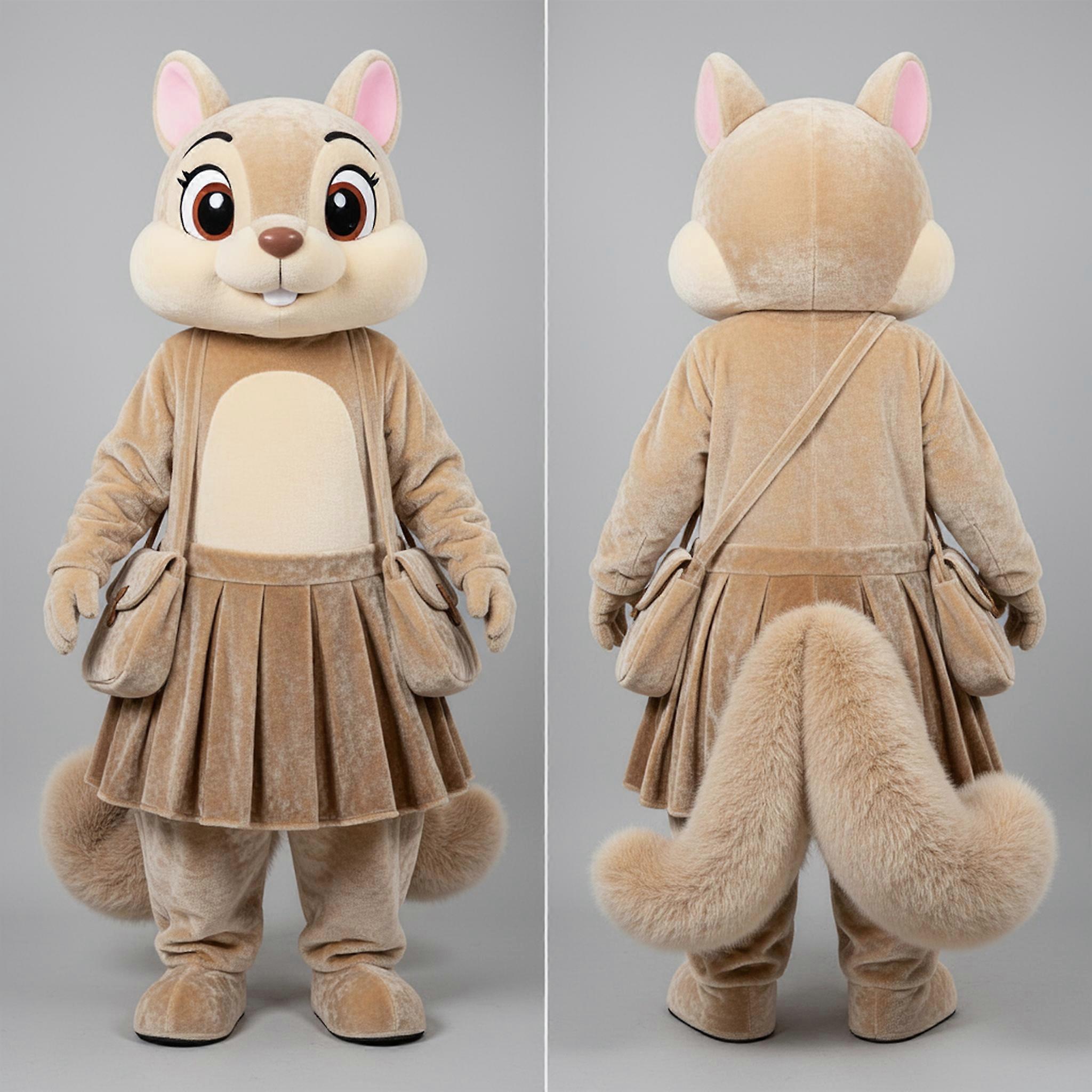 MASTICOT Beige Fluffy Tailed Flying Squirrel Mascot