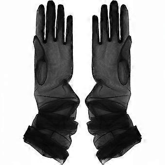 Long Transparent Gloves 55CM Sexy Thin Hollow Solid Net Yarn Mesh for Bachelorette Party Bridal Shower Costume Accessory