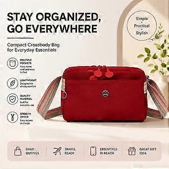 Borsa a tracolla da donna leggera in nylon con cerniera multipla e tracolla regolabile.