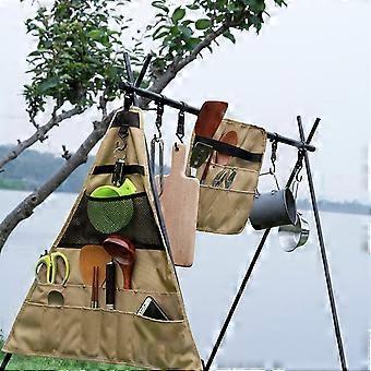 Camping Storage Bag, Portable Triangular Oxford Tableware Organizer Hanging for Outdoor Picnic (33.5x39cm/13.2x15.4in)!best