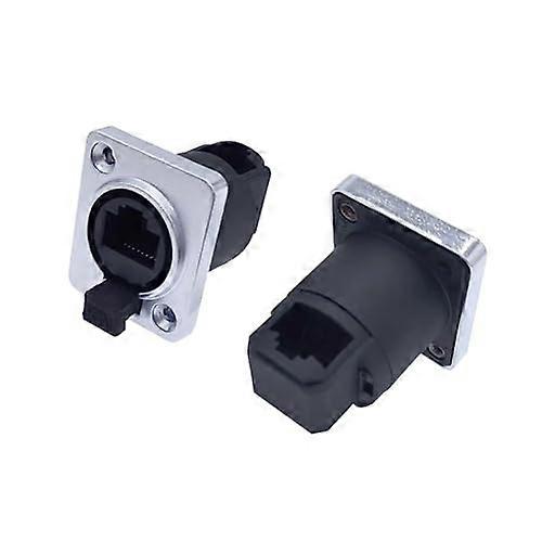 1Pcs RJ45 Waterproof Connector Plug D Type Panel Mount IP65 Ethernet Socket for Outdoor Use (Angle)