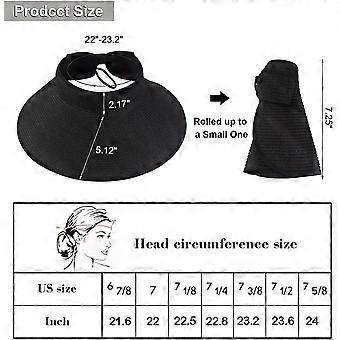 New Women Roll Up Sun Visor Wide Brim Straw Hat Summer Foldable Packable UV Protection Cap for Beach Travel Bonnet zzys