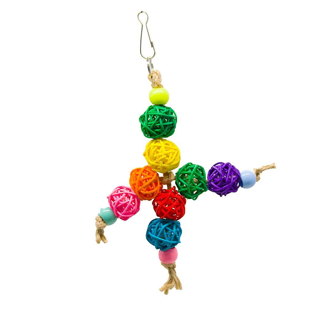 Bird Parrot Chew Toy Colorful Rattan Balls Quick Link to the Cage