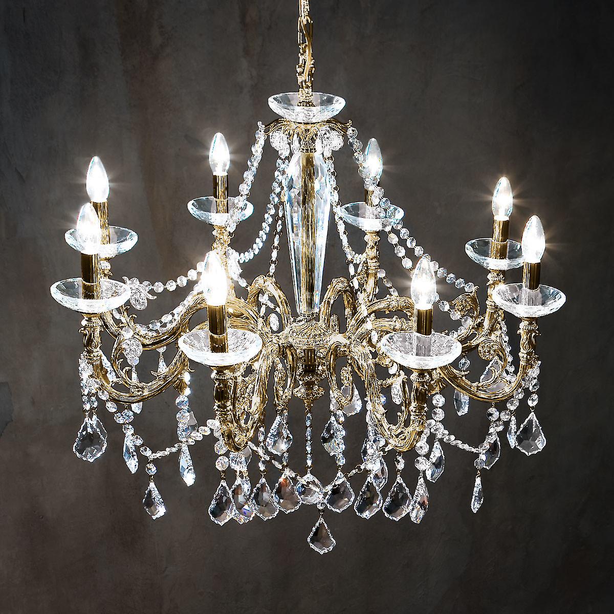 Contarini Crystal Crystal Multi Arm Chandeliers 8 Light Antique Brass