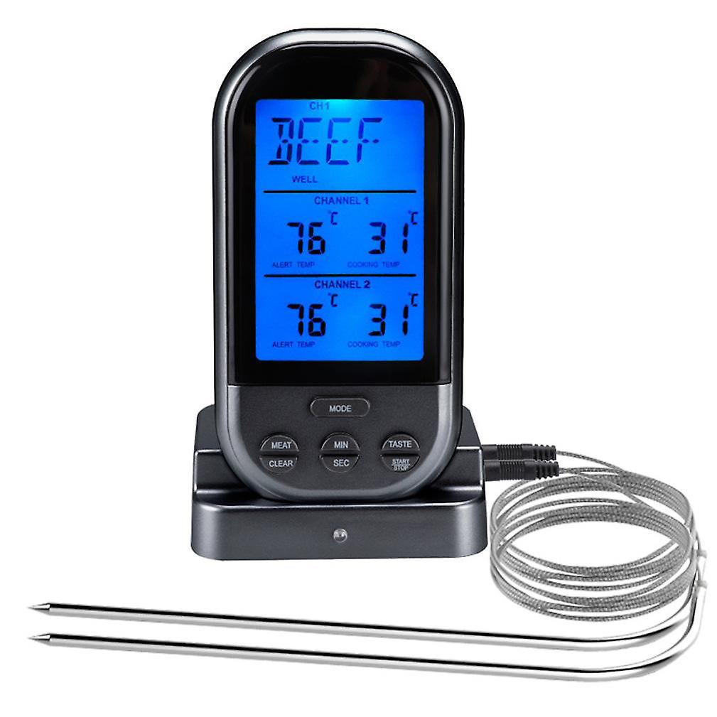 Wireless Digital Thermometer With 2 Probes Large Lcd Screen Kitchen Cooking Tools For Bbq 0250