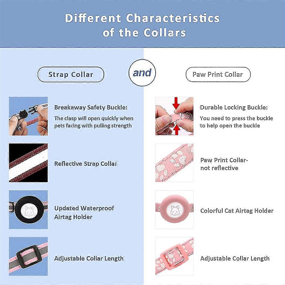 2pcs Adjustable Airtag Cat Collars, Tag Cat Collar With Breakaway Safety Buckle And