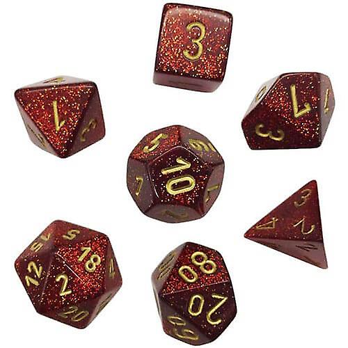 RUBY/GOLD Officially Licensed D7 Die Set Dice Glitter Polyhedral (7 Dice)