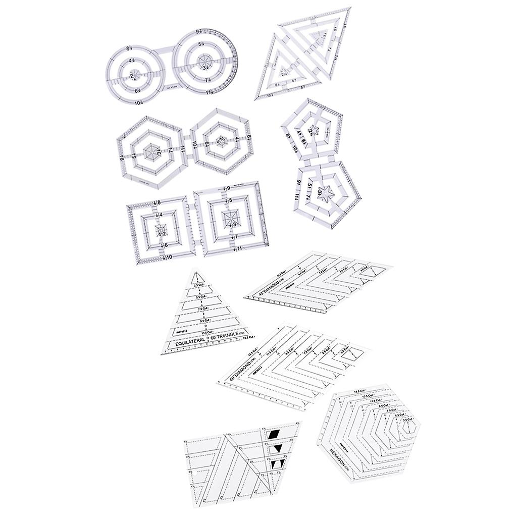 10pcs Assorted Acrylic Quilt Quilting Ruler Patchwork Sewing Ruler for Craft