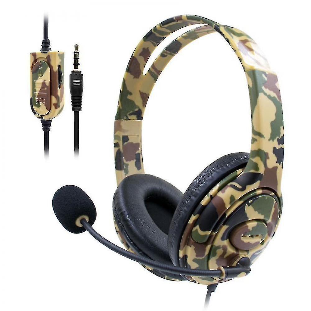 Ps4 Camouflage Bilateral Large Headset Headset Wired Game Headsetyellow-green