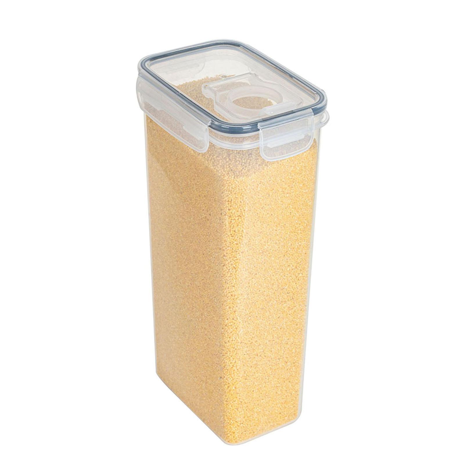 Transparent Rectangular Rice Bucket Sealed Dustproof Grain Storage Tank for Kitchen