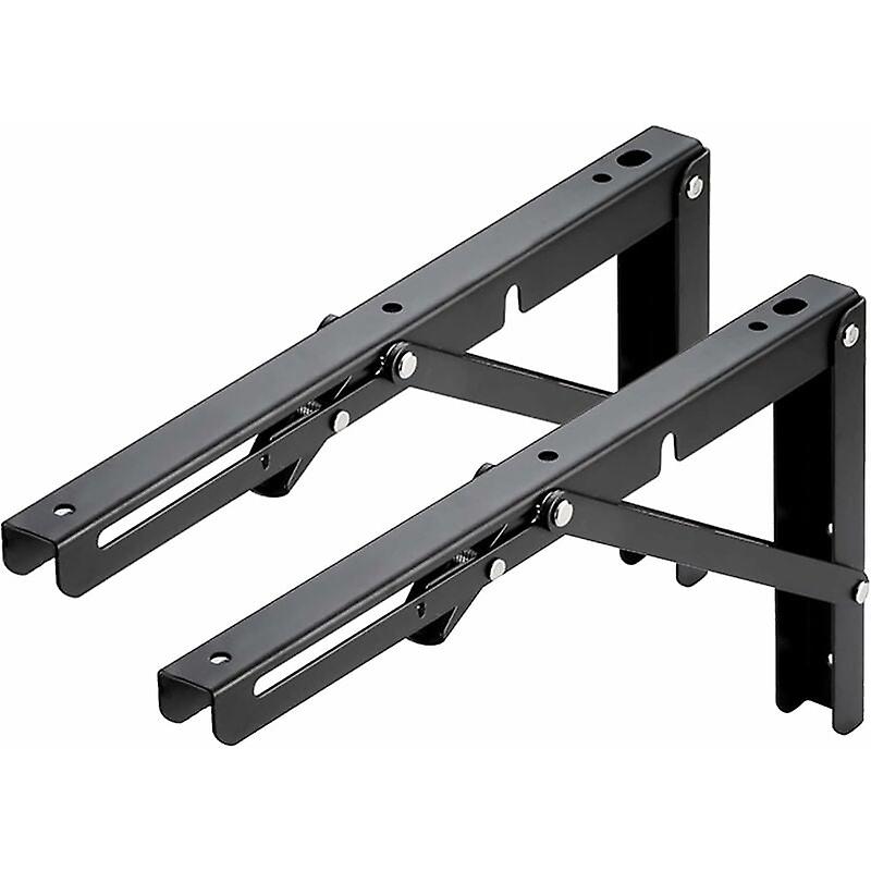 Wall Mounted Folding Shelf Bracket, Set of 2 Folding Shelf Bracket, Wall Mounted Folding Bracket - 30cm x 15cm Max Load 50kg - Black