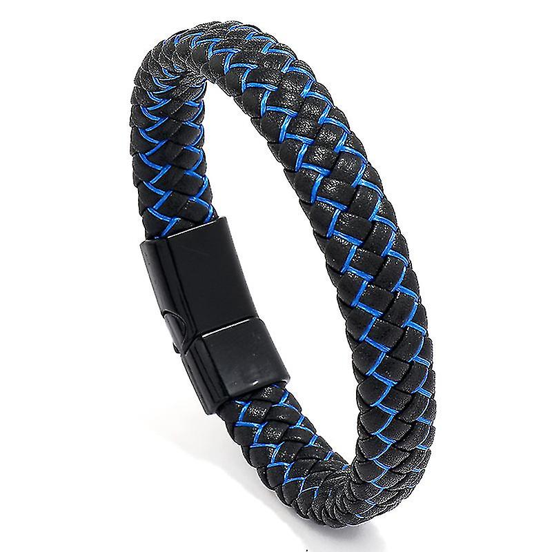 2 Pcs Magnet Clasp Bracelet, Braided Leather Bracelet