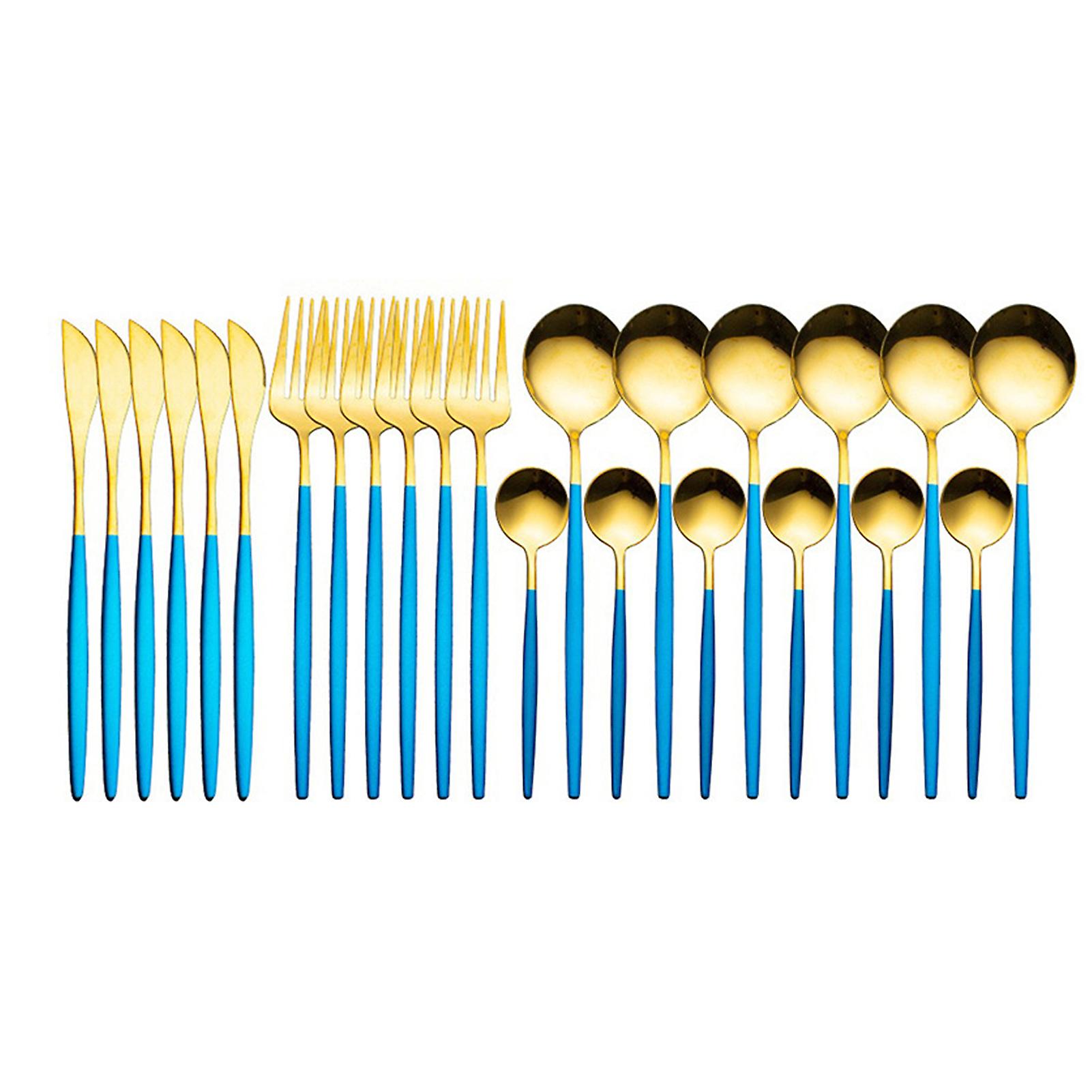 24pcs Knife Cake Fork Flatware Set Comfortable Smooth Handle Tableware Gift For Friends Family Members