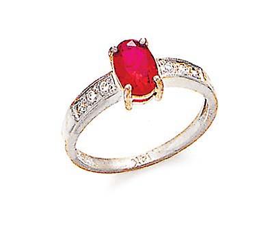 14k White Gold Ruby and Diamond Ring Size 7.0-Ring for Women - .06 dwt