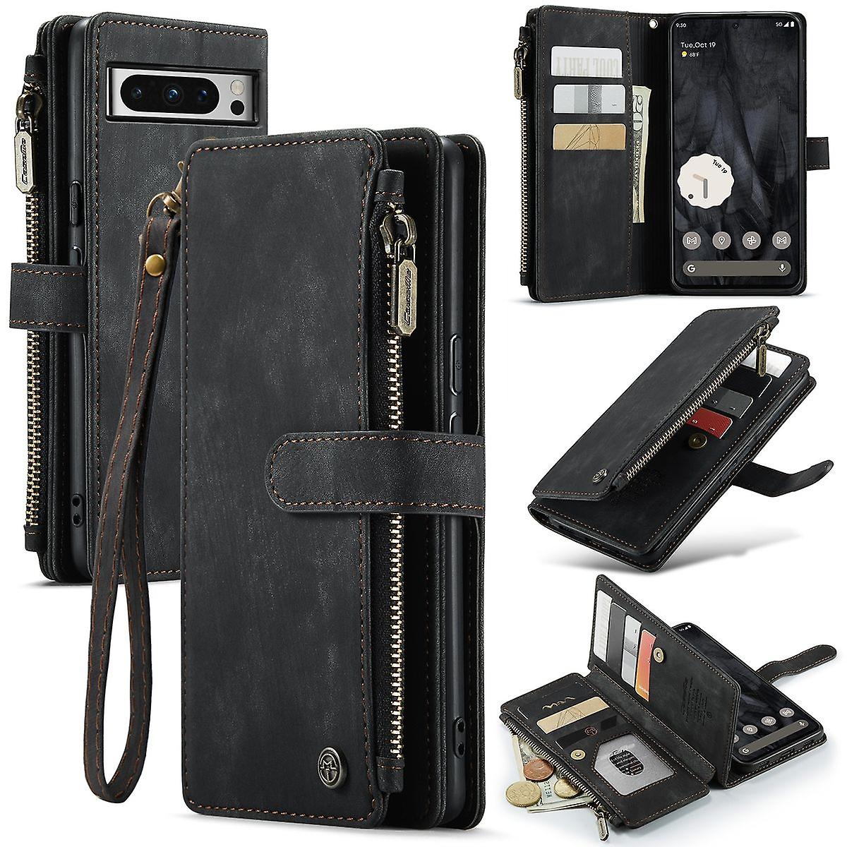 For Google Pixel 8 Pro CaseMe Phone Case Faux Leather Case Black