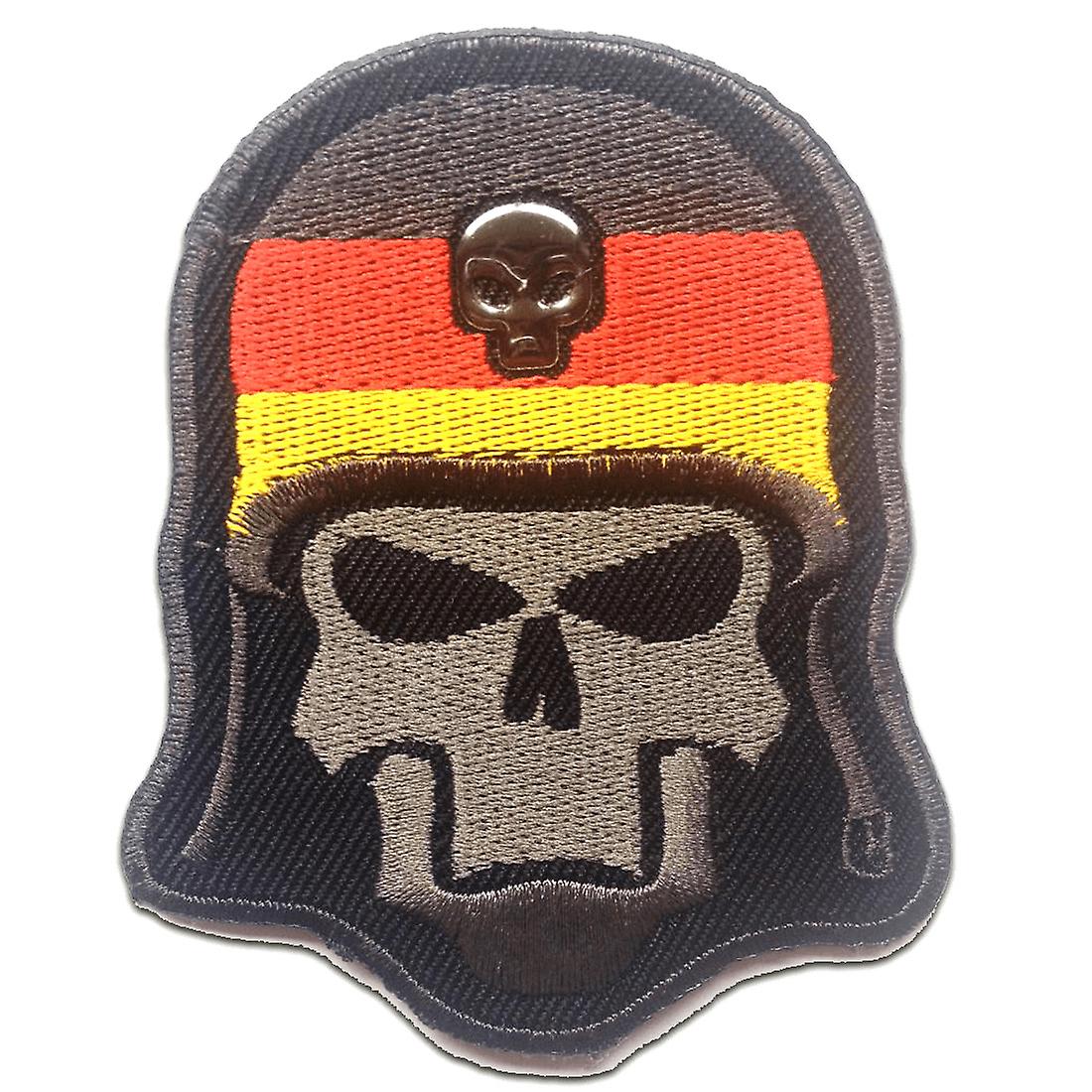 Patch / iron-on patch - Skull with Steel Helmet Army - black - 6.7 x 8.2 cm